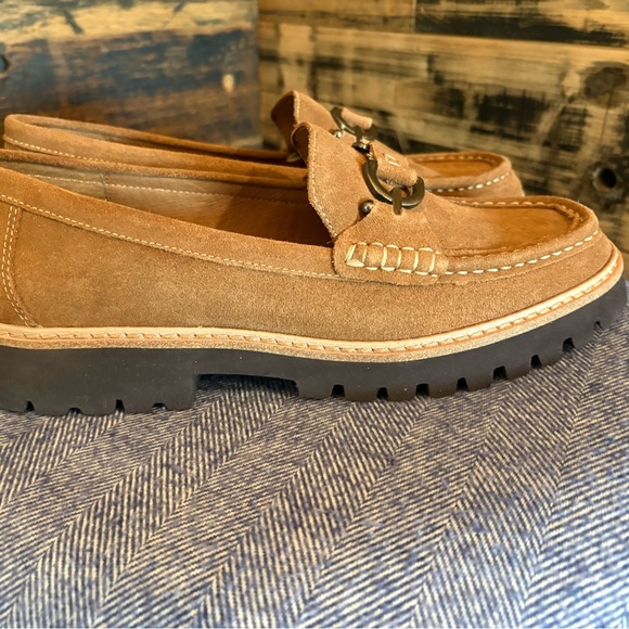 Donald J. Pliner Brown Suede Loafers with Buckle Detail - Picture 3 of 12